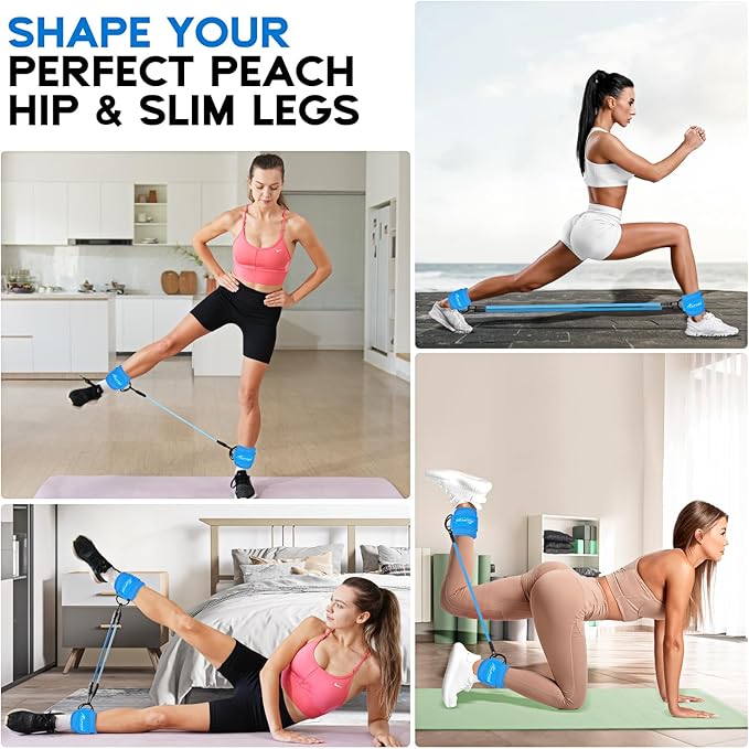 Ankle Resistance Bands, Ankle Bands for Working Out with Cuffs, Resistance Bands for Leg Butt Training Workout Equipment for Kickbacks Hip Gluteus Training Exercises, Ankle Strap with Exercise Bands