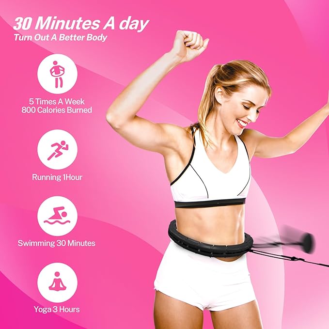 Brebon Weighted Hoola Exercise Fit Hoops Plus Size 2 in 1 Weight 24 Detachable