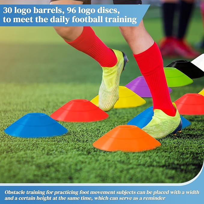 Jenaai 126 Pcs Training Plastic Cone Set 30 Pcs 96 Pcs