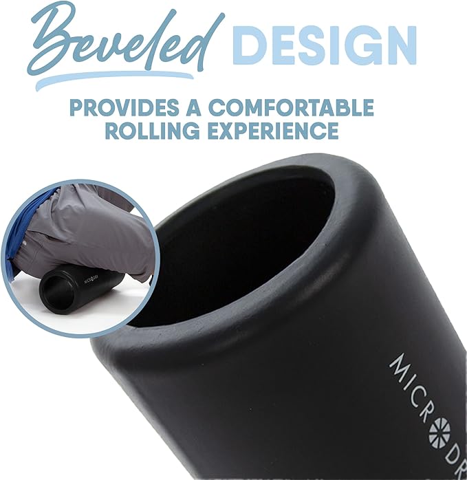 MICRODRY Deluxe Fitness Foam Back Roller for Muscle Relief 13x5.3", Black