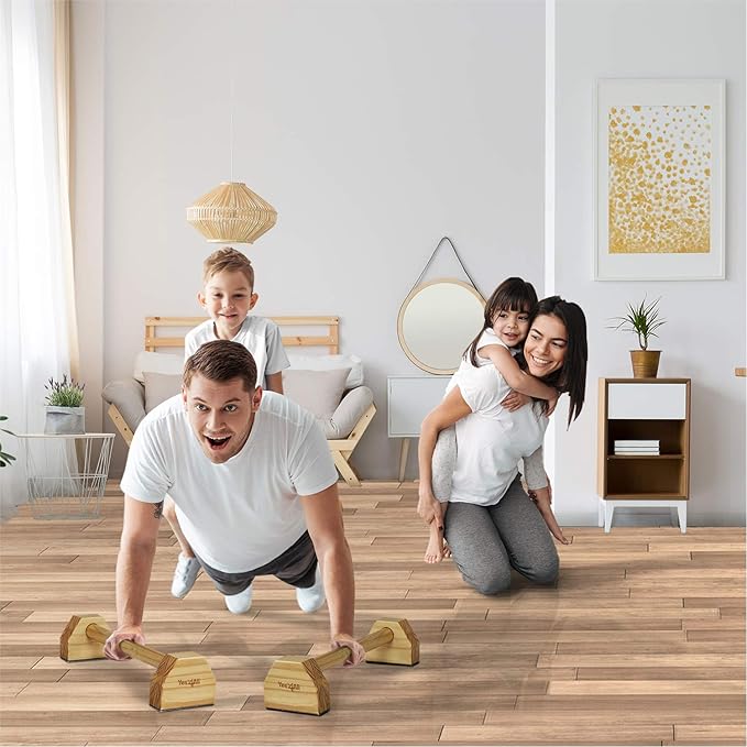 Yes4All Steel/Solid Wood Push Up Stand Parallel Bars