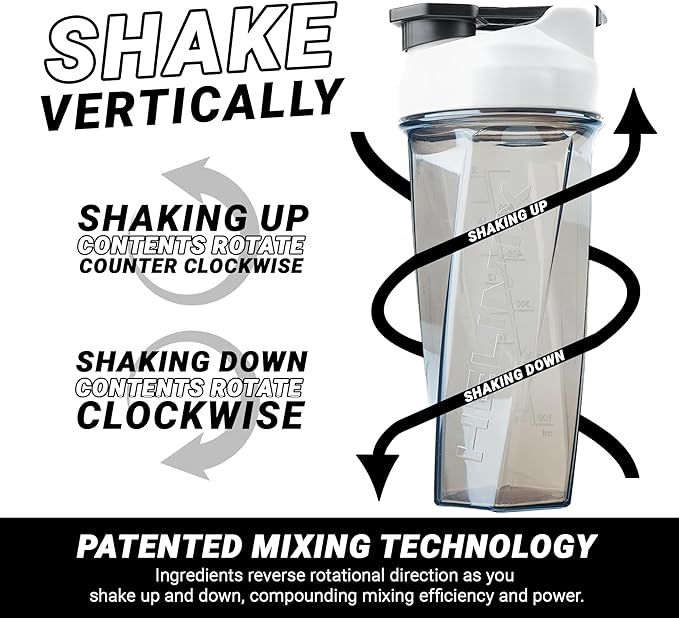 HELIMIX 2.0 Vortex Blender Shaker Bottle Holds upto 28oz | No Blending Ball or Whisk | USA Made | Portable Pre Workout Whey Protein Drink Shaker Cup | Mixes Cocktails Smoothies Shakes | Top Rack Safe