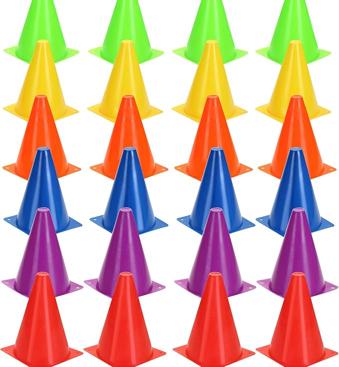 Training Plastic Soccer Cones Set Course(Multicolor,27 PCS,7 PCS,7 Inch),