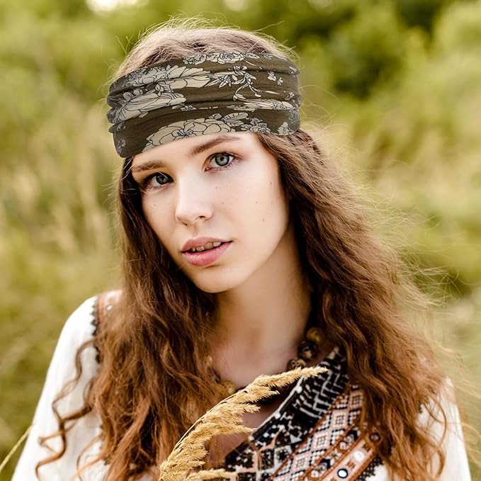 S&N Remille Wide Headbands for Women, Large Hairband, Elastic Non-Slip Headband Twist Knotted Accessories, Yoga Workout Vintage Hair 3 Pack (Colour-2)