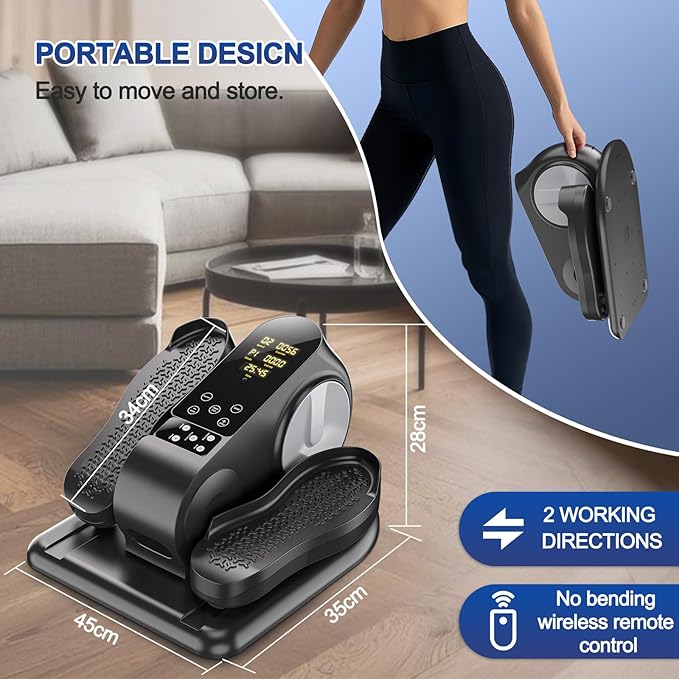 Under Desk Elliptical Machine - Upgraded Model, Ellipse Leg Exerciser for Seniors Fully Assembled, Quiet & Portable,Electric Seated Pedal Exerciser with Remote Control & 12 Adjustable Speeds