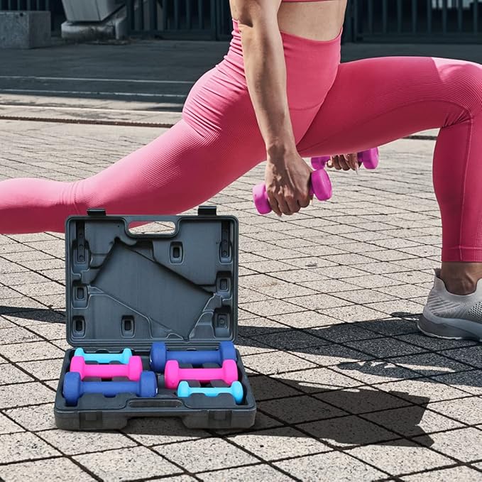 Gymenist Dumbbell Set With Hard Plastic Case Includes 3 Pairs And A Hard Travel Carry Storage Case