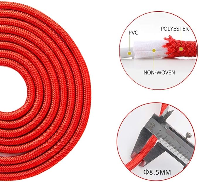 Redify Weighted Jump Rope for Workout Fitness(1LB) 9MM Fabric Cotton+9MM Solid