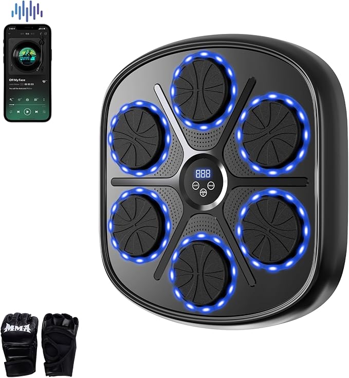 Smart Music Boxing Machine for Adults and Kids, Wall-Mounted Interactive Trainer with LED Display, 9 Modes & 9 Speeds, Perfect for Home Fitness and Stress Relief