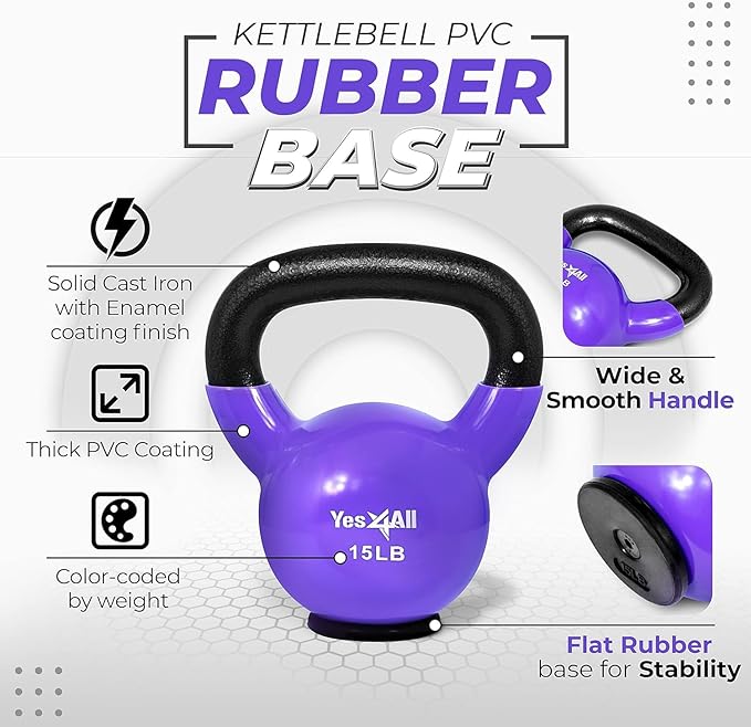 Yes4All Kettlebells Rubber Base (10-65 lbs)