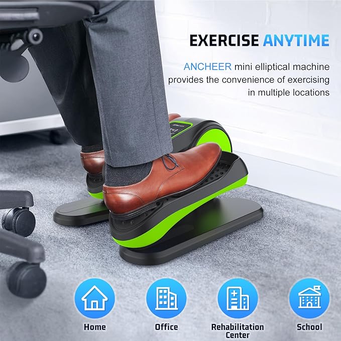 ANCHEER Under Desk Elliptical, Electric Leg Exerciser While Sitting for Seniors, Fully Assembled Motorized Ellipse Leg Exerciser Seated Elliptical Machine with 12 Adjustable Speeds