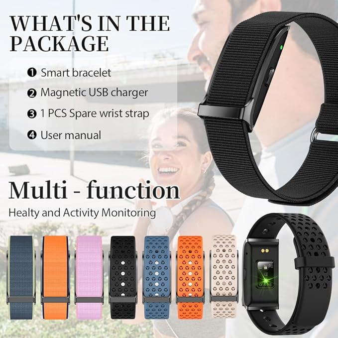 Smart Health Wristband for Men Women, Wearable Activity & Fitness Tracker with GPS, 100+ Sport Modes, Measuring Heart Rate, Health, Sleep, Stress, IP68 Waterproof Health Tracker with Free App