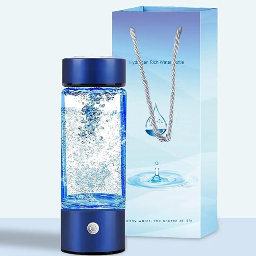 Hydrogen Water Bottle, Portable Hydrogen Water Ionizer Machine, Hydrogen Water Generator, 2025 New Rechargeable Hydrogen Rich Water Glass Health Cup for Home Travel (Blue)