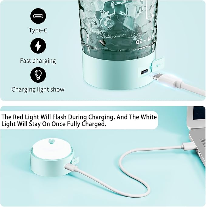 Electric Protein Shaker Bottle, 24oz Lockable Blender Cup Electric Shaker Bottles, Tritan USB Rechargeable Mixer, Portable Blender Shaker Cups for Protein Shakes for Men Women, Water Blue