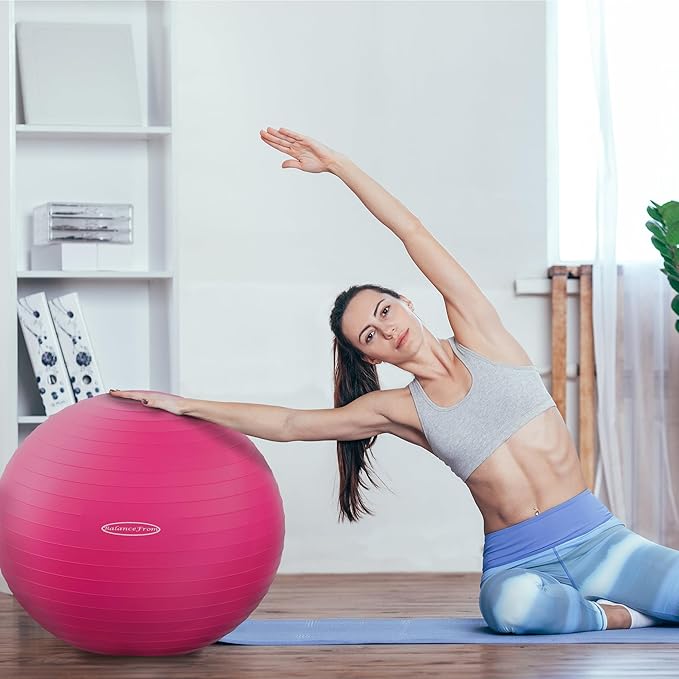 Anti-Burst and Slip Resistant Exercise Ball Yoga Ball 2,000-Pound Capacity,