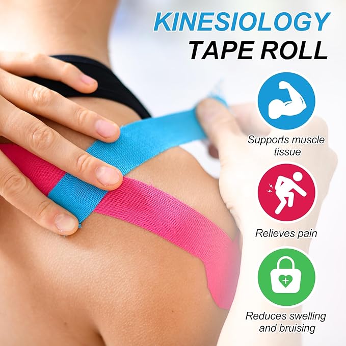 PATIKIL 5.5 Yard x 4 Inch Kinesiology Tape, 1 Roll Adhesive Cotton Sports Muscle Support Tapes Waterproof Elastic Tape for Knee Ankle Wrist Shoulder, Red
