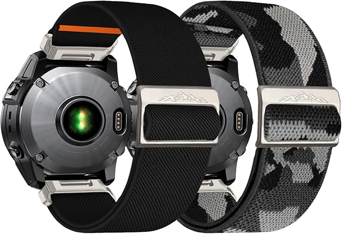 26mm Nylon Stretchy Band for Garmin Fenix 6x/5x/7x Band, Soft Adjustable Smartwatch Bands for Garmin Fenix 5X Plus, Fenix 6X Pro,Fenix 3,Fenix 3 HR, Descent MK1/Mk2/ Mk2S,Enduro/Enduro 2