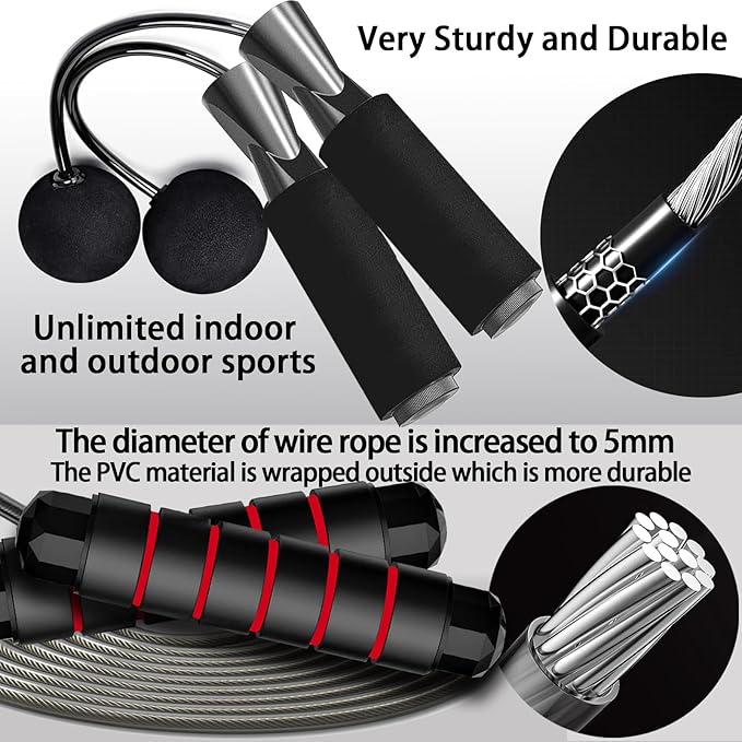 Jump Rope & ropeless jump rope, Exercise Jumprope for Men Women and Kids Workout,Rapid Speed Jumping Rope for Cardio and Endurance Training,for Home Aerobic Exercise Equipment - 2 Pack