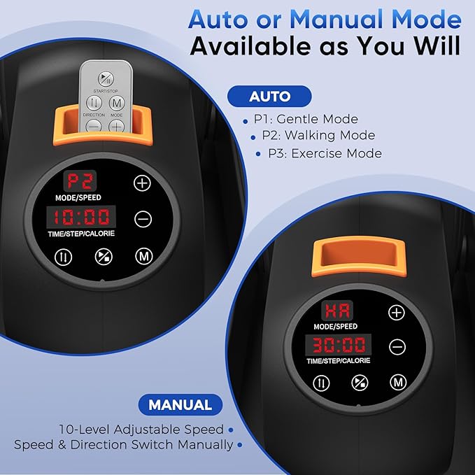 Under Desk Elliptical Machine, Electric Ellipse Leg Exerciser as Seen on TV for Seniors with Remote Control & 10 Leve Speeds, Fully Assembled, Quiet & Portable Seated Pedal Exerciser for Home Office