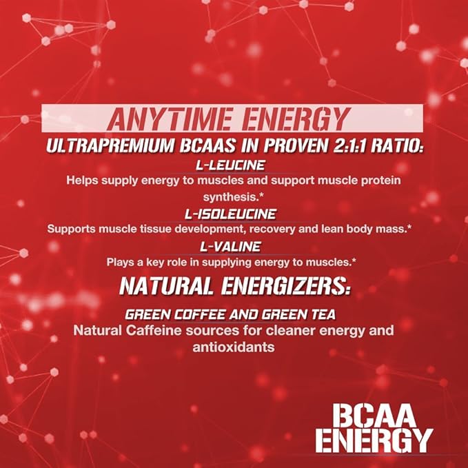 EVL BCAAs Amino Acids Powder - BCAA Energy Pre Workout Powder for Muscle Recovery Lean Growth and Endurance - Rehydrating Post Workout Recovery Drink with Natural Caffeine - Fruit Punch