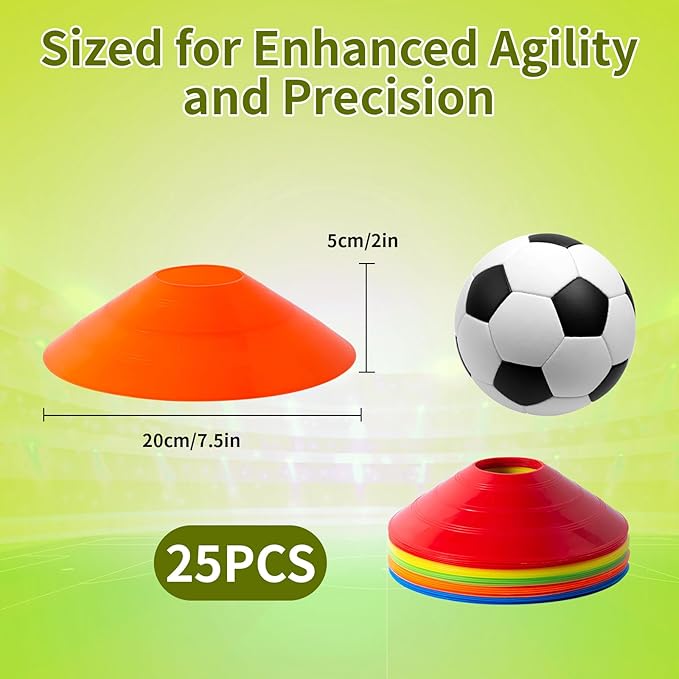 Football Goalie Cones Set with Carrying Bag 25 Pieces,