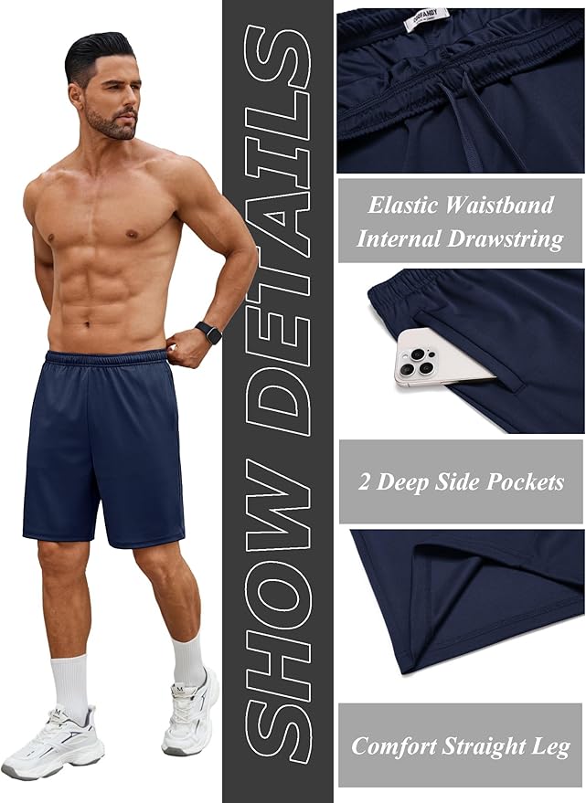 COOFANDY Men's Gym Workout Shorts 7 Inch Stretch Athletic Shorts Lightweight Running Training Short Pants with Pockets