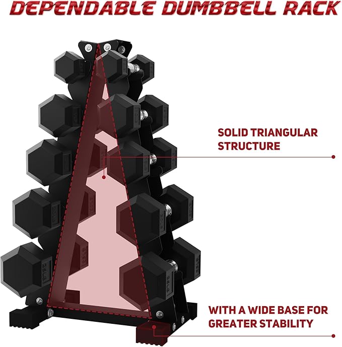 BalanceFrom 100LB or 150LB Rubber Coated Hex Dumbbell Weight Set and Storage Rack, 5-20 lbs Pairs, or 5-25 lbs Pairs