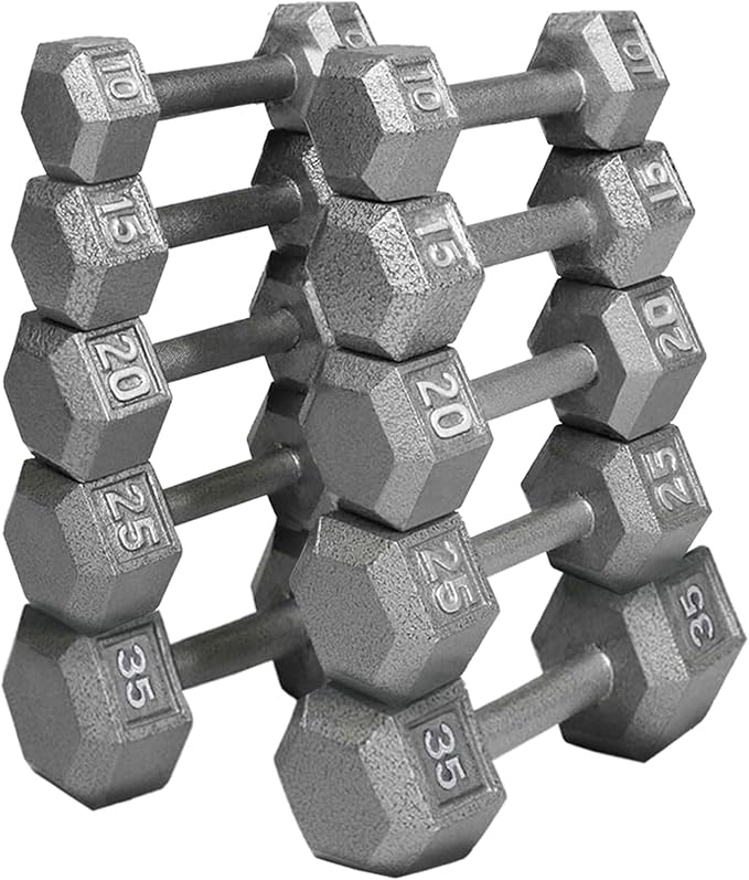 HolaHatha Hexagonal Dumbbell Free Hand Weight Set w/Rack