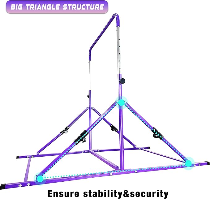 Upgrade Foldable Gymnastic Bar with Mat for Kids 3-12, 200 200 lbs