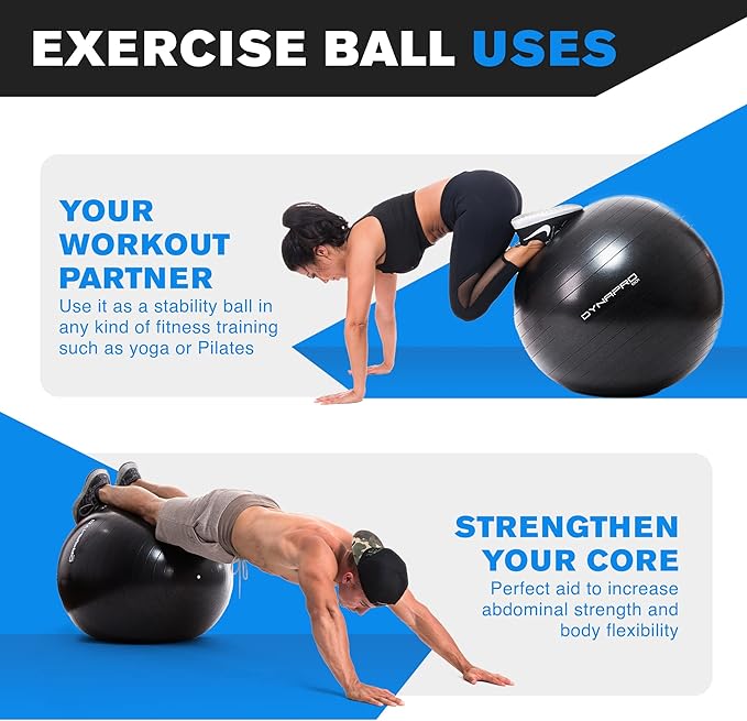 Exercise Ball – Extra Thick Eco-Friendly & Anti-Burst 2200lbs, Stability