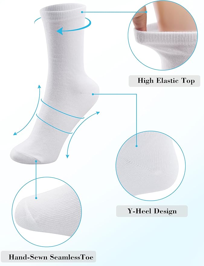 Duufin 15 Pairs Women's Crew Socks Mid Calf Workout Socks