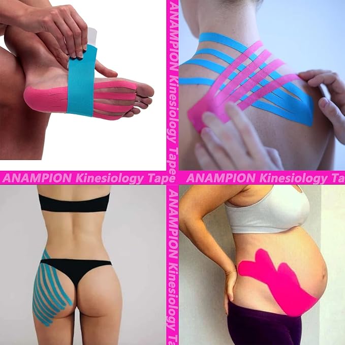 Kinesiology Tape Pro Athletic Sports Waterproof Breathable Athletic Elastic Kneepad Muscles & Joints Pain Relief Knee Taping for Gym Fitness Running Tennis Swimming Football (Black, 60 Strips)
