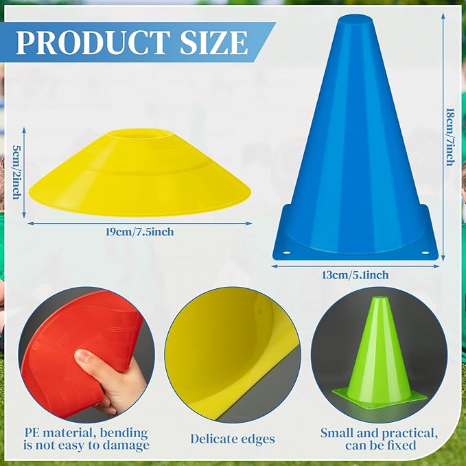 Jenaai 126 Pcs Training Plastic Cone Set 30 Pcs 96 Pcs
