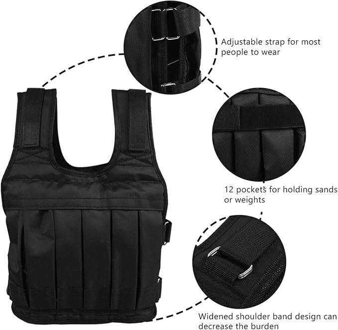 Weighted Vest, To Fit Large Big Guy Weighted Vests, Oxford Cloth Heavy Duty 50KG Weighted Vest Strength Training Jacket for Workout Fitness