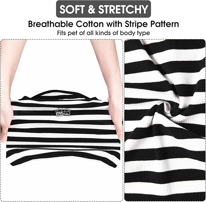 Dog Shirt Striped Clothes Stretchy Vests for Small Medium Large Dogs Boy Girl Cat Apparel Soft Cotton Puppy T-Shirts Lightweight Pet Tank Top Kitten Outfit Pack-2 Black & Light Grey L