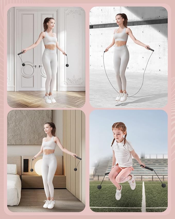 YOTTOY Skipping Ropes for Adults -Cordless Counter Jump Rope with Large Cordless Ball-Weighted Jump Rope for Women with LCD Display