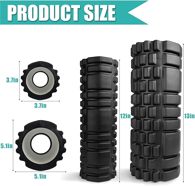 Foam Roller High Density Exercise Roller for Deep (2 Black)