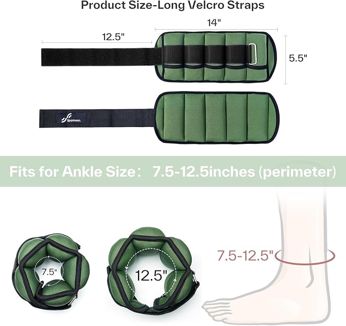Sportneer Adjustable Ankle Weights 1 Pair 2 4 6 8 8 10 10 Lbs Jogging,1-5 lbs 1 Pair 2-10 lbs