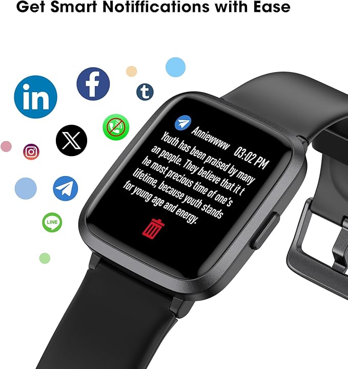 Fitness Tracker Watch with Heart Rate Monitor 5ATM Waterproof