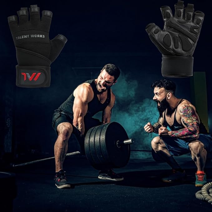 Weight Lifting Gloves with Wrist Wrap Support โ Full Protection, Anti-Slip Grip, Padded Gym Gloves for Men Women โ Ideal for Weightlifting, Cross Training, Pull-Ups, Fitness