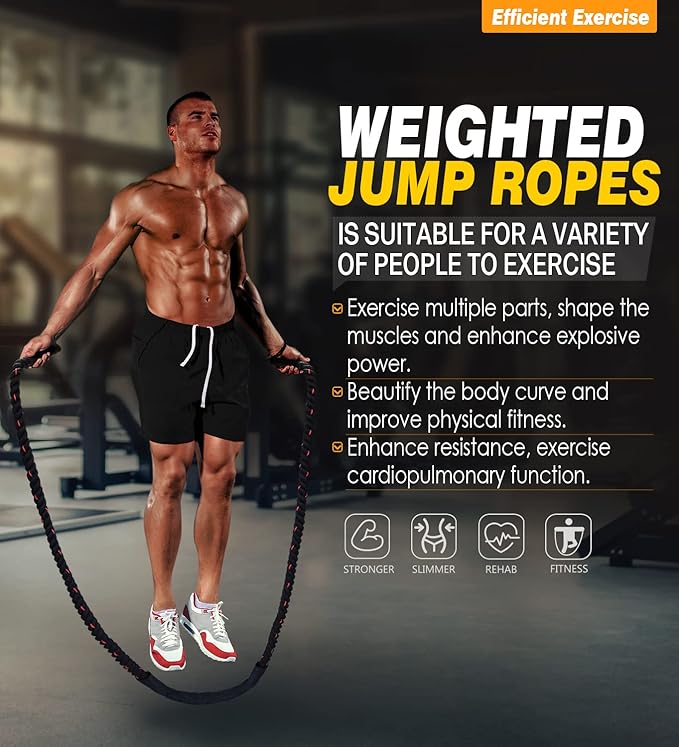 Weighted Jump Rope for Fitness - 9.8ft Heavy 3LB Workout