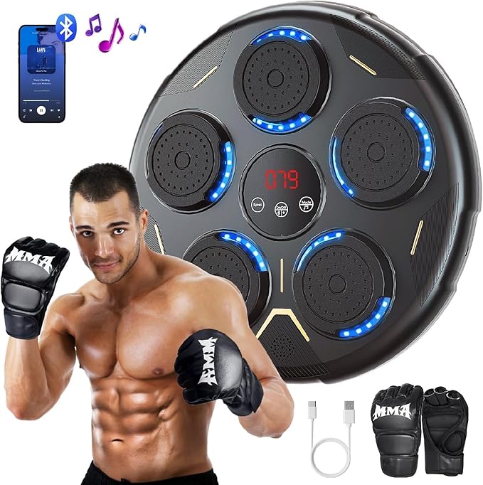 Music Boxing Machine, Boxing Machine with Beat Sync, Music Boxing for Adults and Kids, 9 Modes & 9 Speeds Includes Boxing Gloves