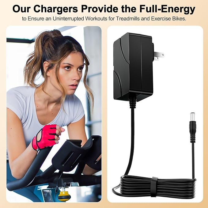 Charger Compatible with Bowflex Max Trainer Power Cord Compatible with Bowflex Max Trainer M5 Power Cord, M3 M7 M8 HVT Exercise Elliptical Treadmill Cardio Machine Solopen (ETL Listed)