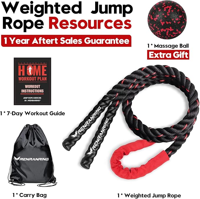 Jump Rope, 3lb 4lb 5lb Weighted Jump Rope 9.8ft Heavy
