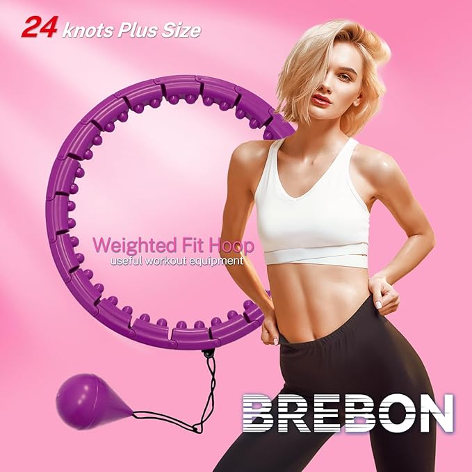 Brebon Weighted Hoola Exercise Fit Hoops Plus Size 2 in 1 Weight 24 Detachable
