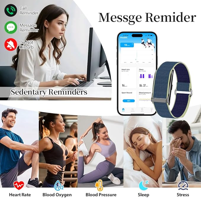 Smart Health Wristband for Men Women, Wearable Activity & Fitness Tracker with GPS, 100+ Sport Modes, Measuring Heart Rate, Health, Sleep, Stress, IP68 Waterproof Health Tracker with Free App