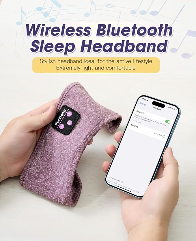 Perytong Sleeping Headphones Bluetooth 5.4 Headband, Wireless Music Sleeping Mask Headphones Earbuds Earphones Sweatproof for Women Mom Sports Workout Running Jogging Yoga Cool Gadgets Unique Gifts