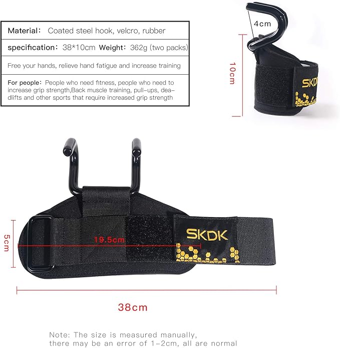 SKDK Cotton Hard Pull Wrist Lifting Straps Grips Band-Deadlift Straps with Neoprene Cushioned Wrist Padded and Anti-Skid Silicone - for Weightlifting, Bodybuilding, Xfit, Strength Training