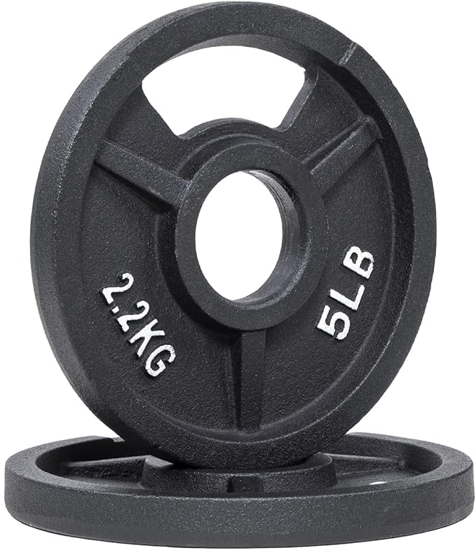 Signature Fitness Cast Iron Plate Weight Plate for Strength Training and Weightlifting, Olympic or Standard