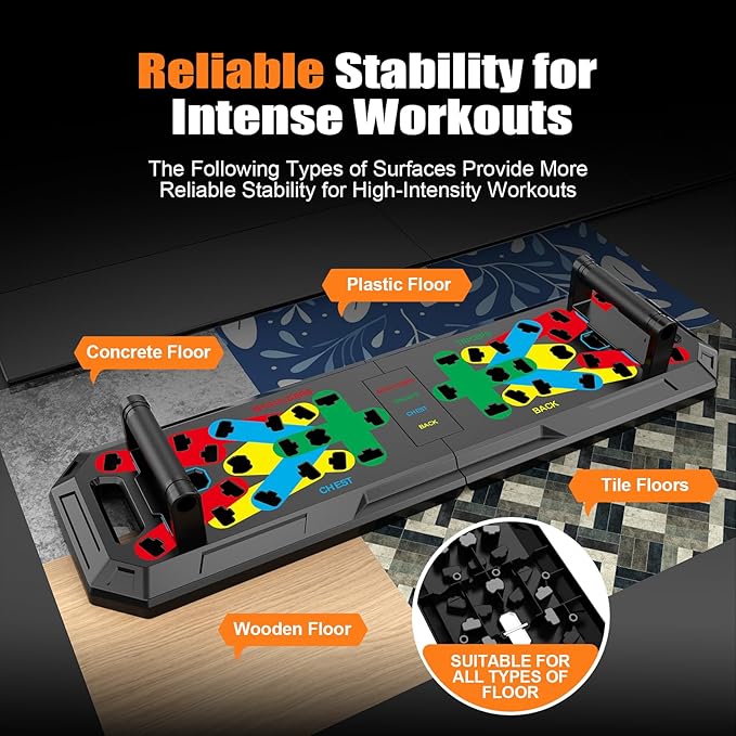 LALAHIGH 25-in-1 4rd Generation Push Up Board - Multi-Functional Foldable Gym System with Resistance Bands, Pilates Bar & Pulleys, Portable Workout Equipment for Men & Women, Chest/Back/Abs Training
