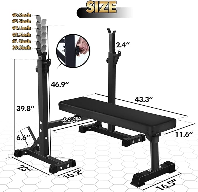 Bench Press, CANPA Olympic Weight Bench with Squat